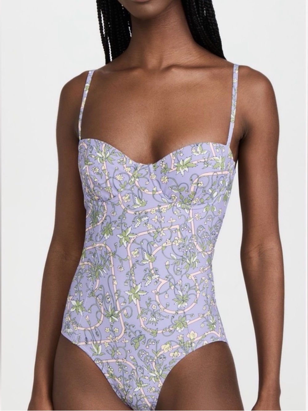 Tory Burch one piece swimsuit lilac garden NWT size L